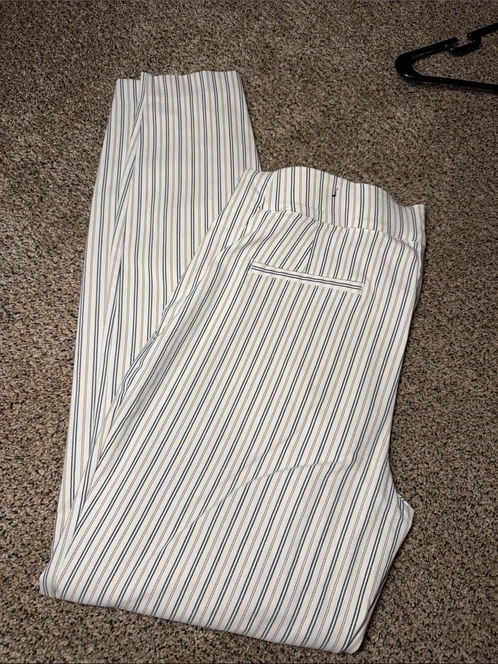 Maurices White Pants with Navy Pinstripes